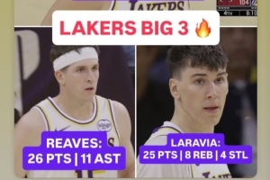 拉拉维亚转发湖人“三巨头”数据：自己+东契奇和里夫斯